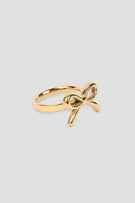 Ardene Stainless Steel Bow Ring in Gold | Size