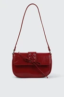 Ardene Shoulder Bag with Lace Up Detail in Red | 100% Recycled Polyester/Faux Leather | Eco-Conscious