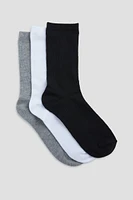 Ardene Kids 3-Pack Solid Crew Socks in Black | Polyester