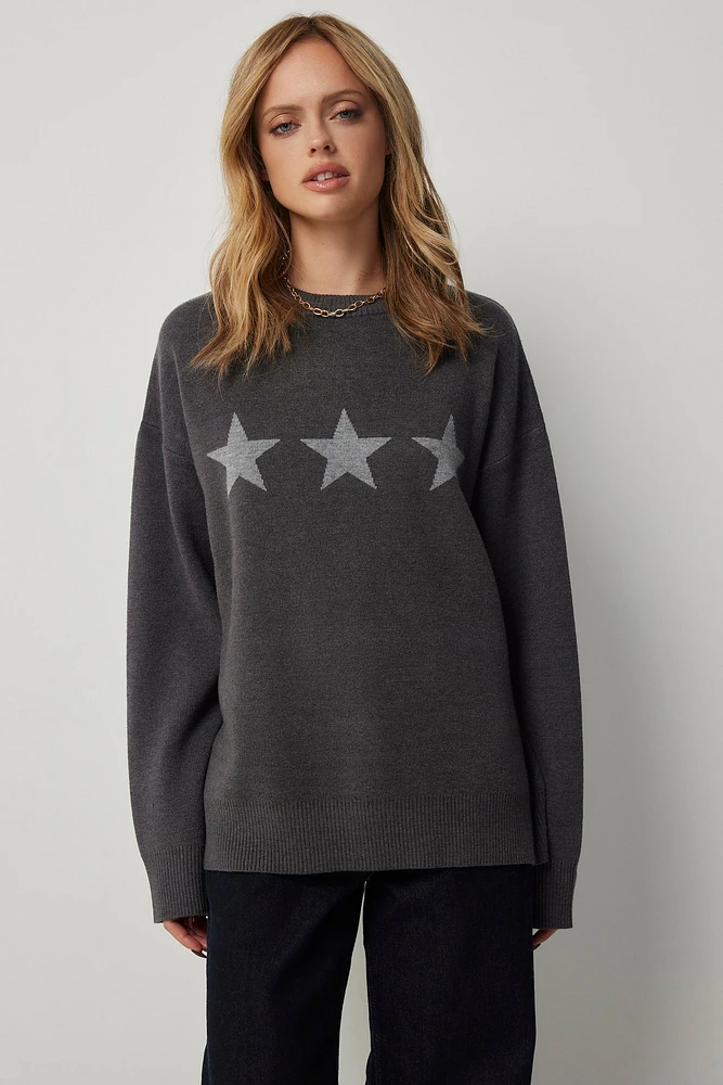 Ardene Long Oversized Sweater in Dark Grey | Size | Polyester/Nylon/Viscose