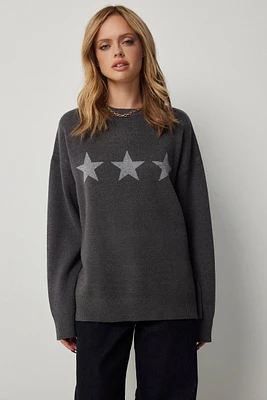 Ardene Long Oversized Sweater in Dark Grey | Size | Polyester/Nylon/Viscose