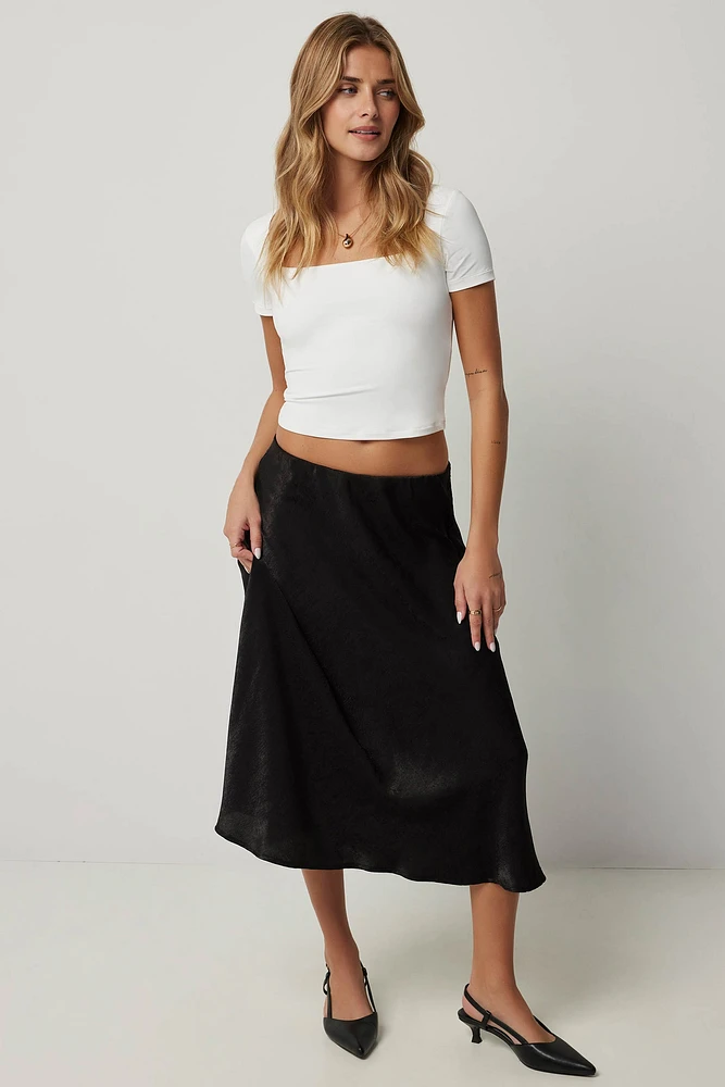 Ardene Flowy Maxi Satin Skirt in Black | Size | Polyester