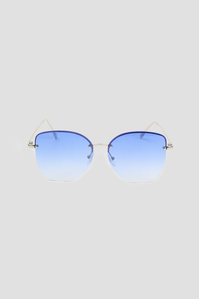 Ardene Blue Lense Square Sunglasses in Medium Blue