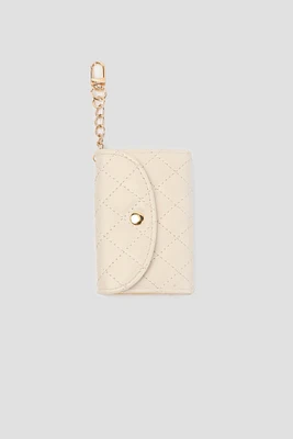 Ardene Quilted Cardholder in White | Faux Leather/Polyester