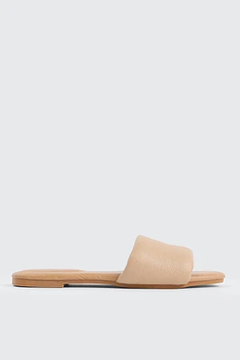 Ardene Puffy Strap Sandals in Beige | Size | Faux Leather | Eco-Conscious
