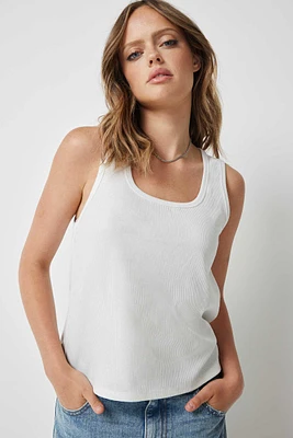 Ardene White Ribbed Tank Top | Size | Polyester/Spandex