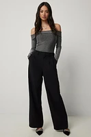 Ardene A.C.W. High Rise Wide Leg Tailored Trousers in Black | Size | Polyester/Spandex/Viscose