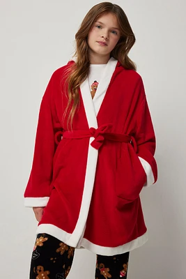 Ardene Kids Plush Santa Robe in Red | Size | 100% Recycled Polyester | Eco-Conscious