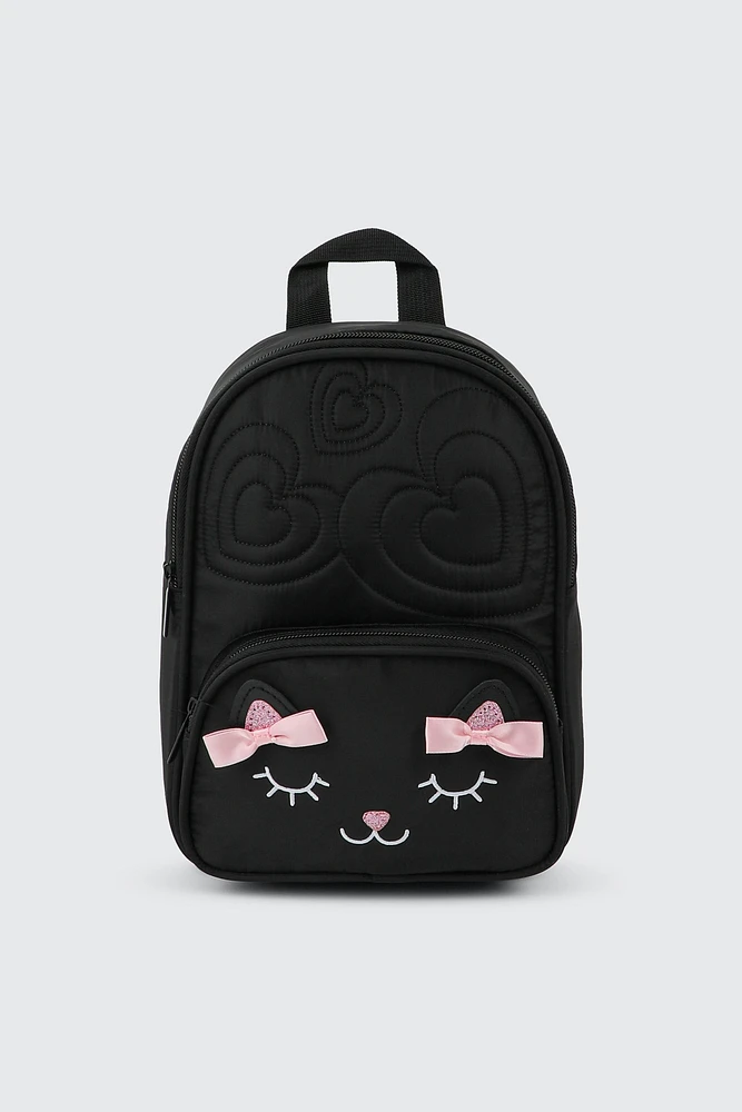 Ardene Kids Cat Backpack in Black | 100% Recycled Polyester | Eco-Conscious