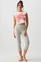 Ardene Wide Waistband Capri Leggings in | Size | Spandex/Cotton