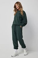 Ardene Solid Baggy Sweatpants in Dark Green | Size | Polyester/Cotton | Fleece-Lined | Eco-Conscious