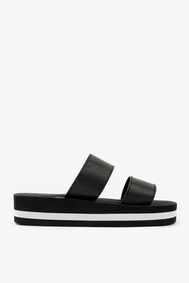 Ardene 2 Straps Platform Sandals in Black | Size | Faux Leather