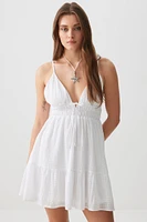 Ardene Mini Babydoll Dress in White | Size | Polyester