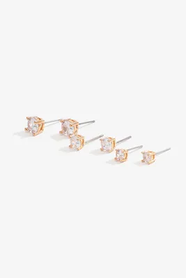Ardene Round Cubic Zirconia Stud Earrings in Gold | Stainless Steel