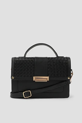 Ardene Top Handle Square Bag in Black | Faux Leather