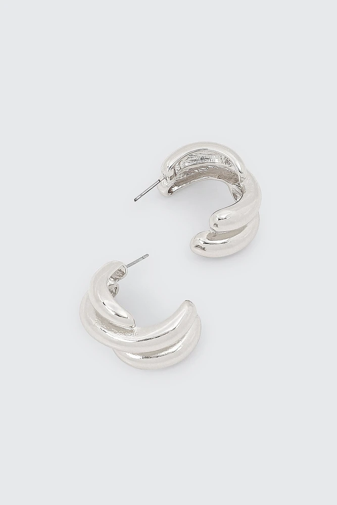 Ardene Triple Hoop Earrings in Silver | Stainless Steel