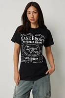 Ardene Oversized Kane Brown Graphic T-Shirt in Black | Size | 100% Cotton