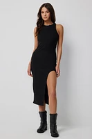 Ardene Midi Dress with High Slit in Black | Size | Polyester/Elastane