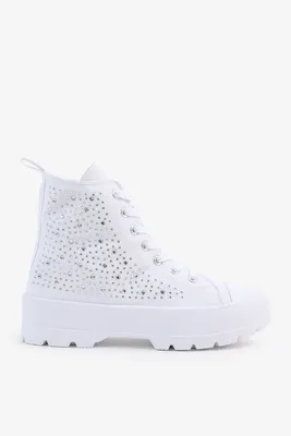 Ardene Rhinestone High Top Sneakers in | Size