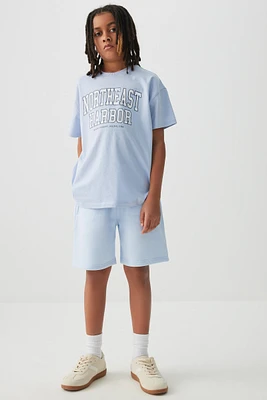 Ardene Kids Bermuda Sweatshorts in Light Blue | Size | Polyester/Cotton | Fleece-Lined