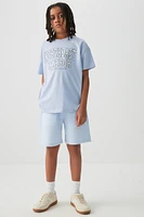 Ardene Kids Bermuda Sweatshorts in Light Blue | Size | Polyester/Cotton | Fleece-Lined