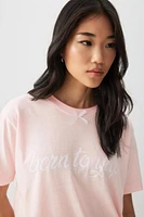 Ardene Oversized Graphic T-Shirt with Bow in Light | Size | Polyester/Cotton