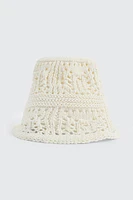 Ardene Crochet Bucket Hat in White | Polyester