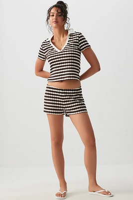 Ardene Jacquard Striped Shorts in | Size | Polyester/Elastane