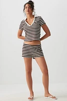 Ardene Jacquard Striped Shorts in | Size | Polyester/Elastane