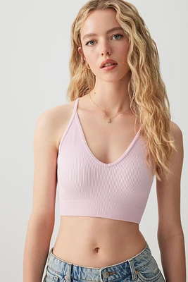 Ardene Basic Open Back Ultra Crop Tank Top in Light Pink | Size | Nylon/Elastane