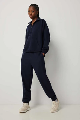 Ardene Solid Baggy Sweatpants in Dark Blue | Size | Polyester/Cotton | Fleece-Lined | Eco-Conscious