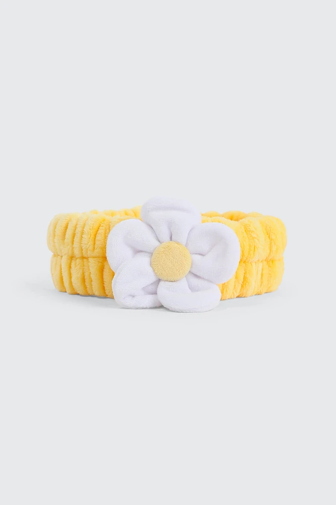 Ardene Flower Spa Headband in Light Yellow