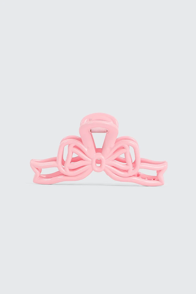Ardene Bow Cutout Hair Claw in Light Pink