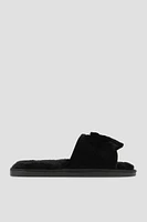 Ardene Bow Slippers in Black | Size | Polyester | Eco-Conscious