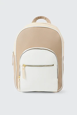 Ardene Faux Leather Backpack in Beige | 100% Recycled Polyester/Faux Leather | Eco-Conscious