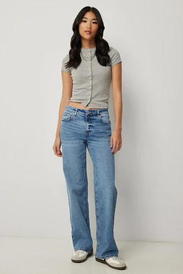 Ardene Mid Rise Straight Leg Jeans in | Size | Spandex/Cotton