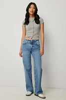 Ardene Mid Rise Straight Leg Jeans in Medium Blue | Size | Spandex/Cotton