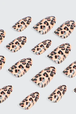 Ardene 20-Pack Leopard Coffin Fake Nails in Beige