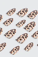 Ardene 20-Pack Leopard Coffin Fake Nails in Beige