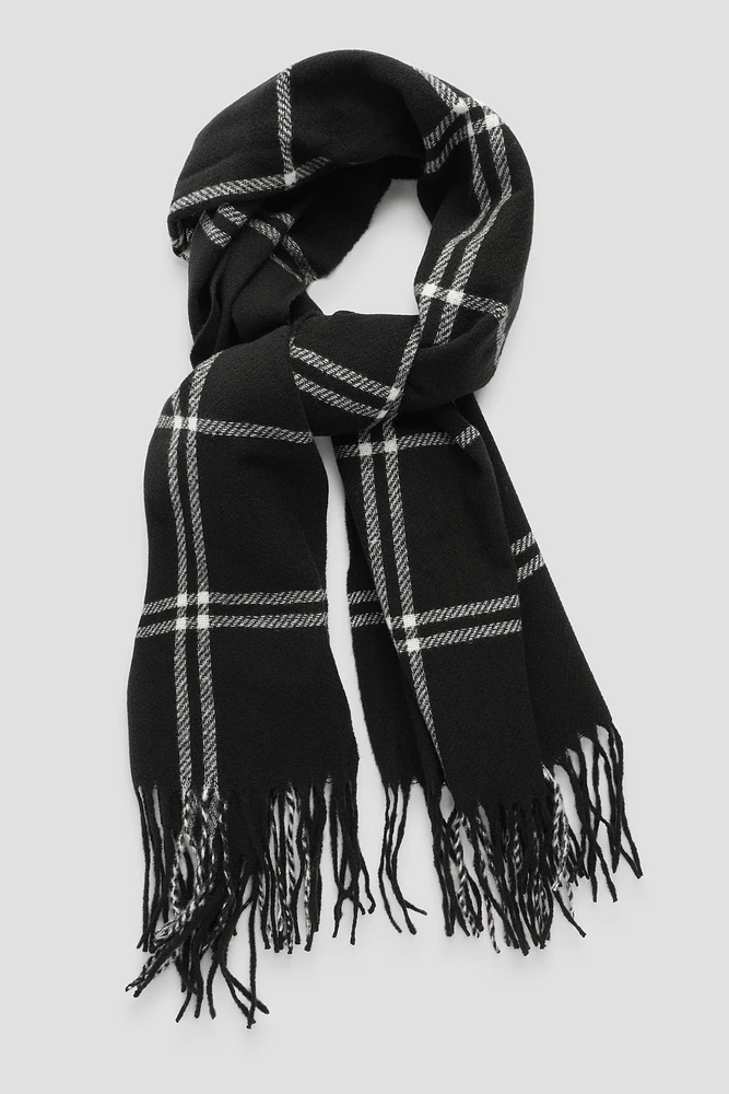 Ardene Checkered Scarf in Black | Polyester