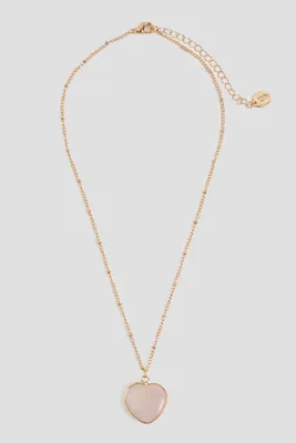 Ardene Heart Stone Necklace in Gold