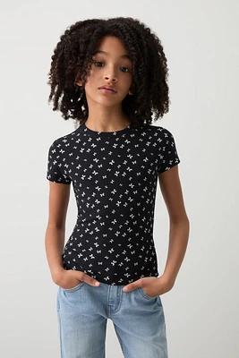 Ardene Kids Printed Crew Neck T-Shirt in | Size | Polyester/Elastane