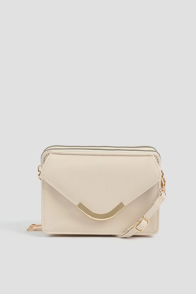 Ardene Envelope Phone Bag in Beige | Faux Leather/Polyester