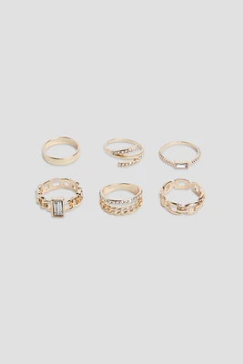 Ardene 6-Pack Chain Style Rings in Gold | Size