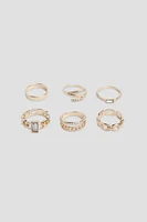 Ardene 6-Pack Chain Style Rings in Gold | Size