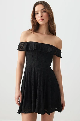 Ardene Off Shoulder Mini Dress in | Size | Polyester/Elastane/Polyamide