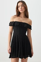Ardene Off Shoulder Mini Dress in | Size | Polyester/Elastane/Polyamide