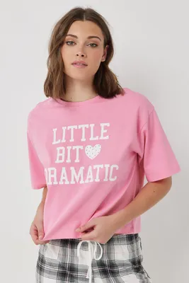 Ardene Graphic Boxy PJ Tee in Light Pink | Size | Cotton | Eco-Conscious | 100% Recycled