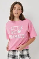 Ardene Graphic Boxy PJ Tee in Light Pink | Size | Cotton | Eco-Conscious | 100% Recycled