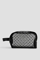 Ardene Heart Mesh Cosmetic Bag in Black